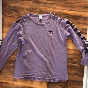 PINK long sleeve cut out shirt